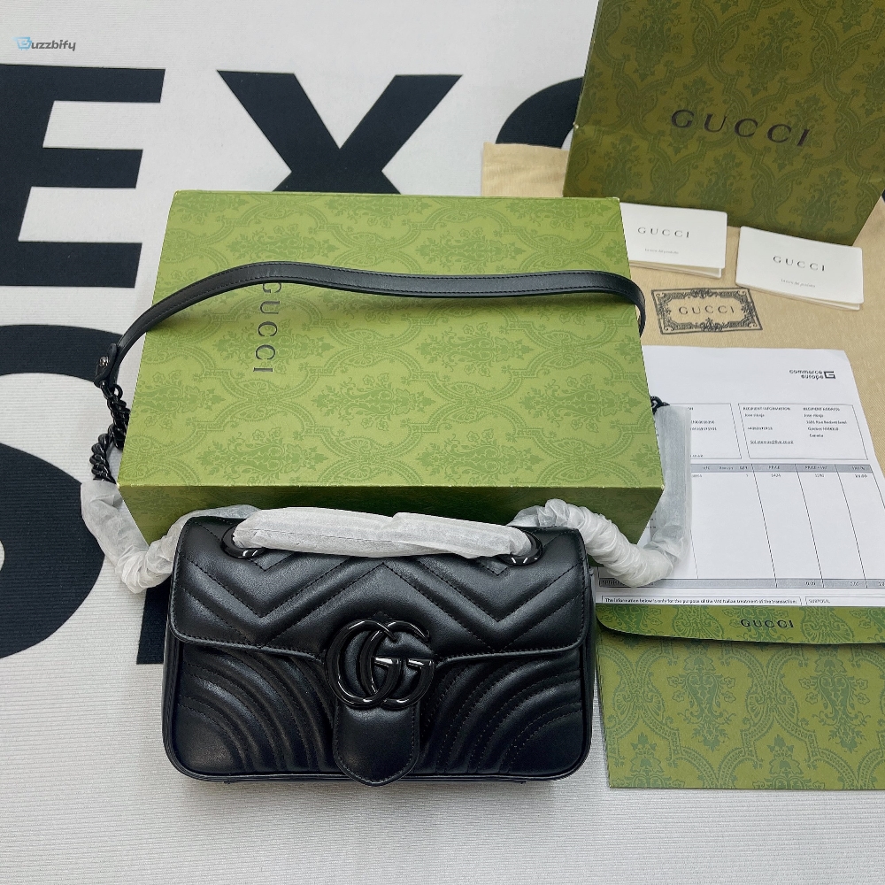Gucci Marmont Matelasse Mini Bag Black For Women Womens Bags 8.5In22cm Gg