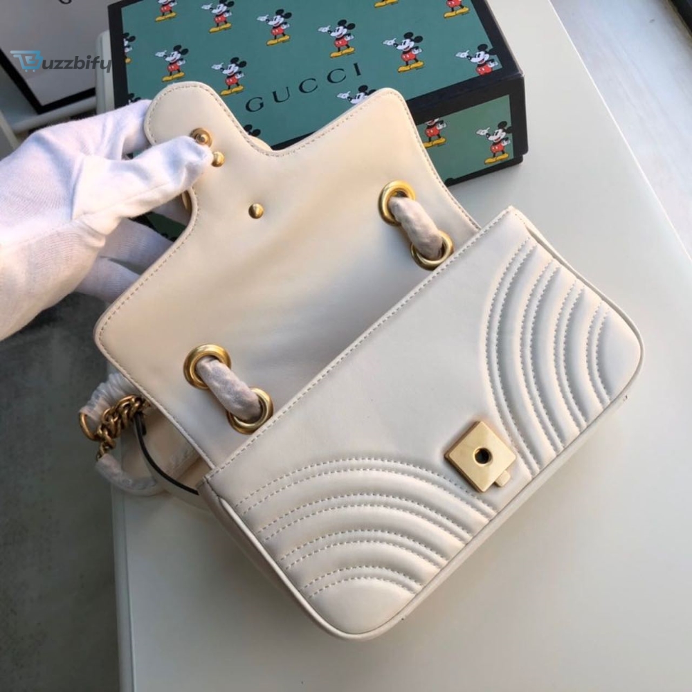 Gucci Marmont Matelassé Mini Bag White For Women 8.5in/22cm GG 446744 DTDIT 9022 