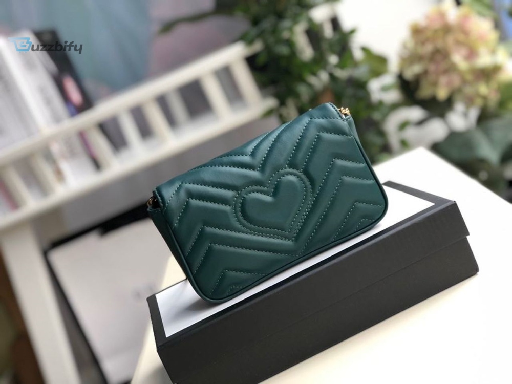 Gucci Marmont Matelassé Super Mini Bag Green Matelassé Chevron For Women 6.2in/16.5cm GG 