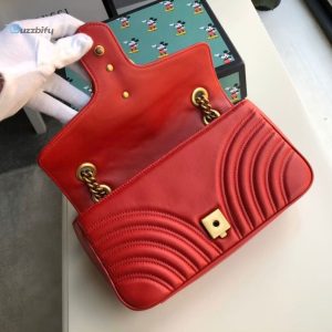Gucci Marmont Small Matelassé Shoulder Bag Hibiscus Red Matelassé Chevron For Women 10In26cm Gg 443497 Dtdit 6433