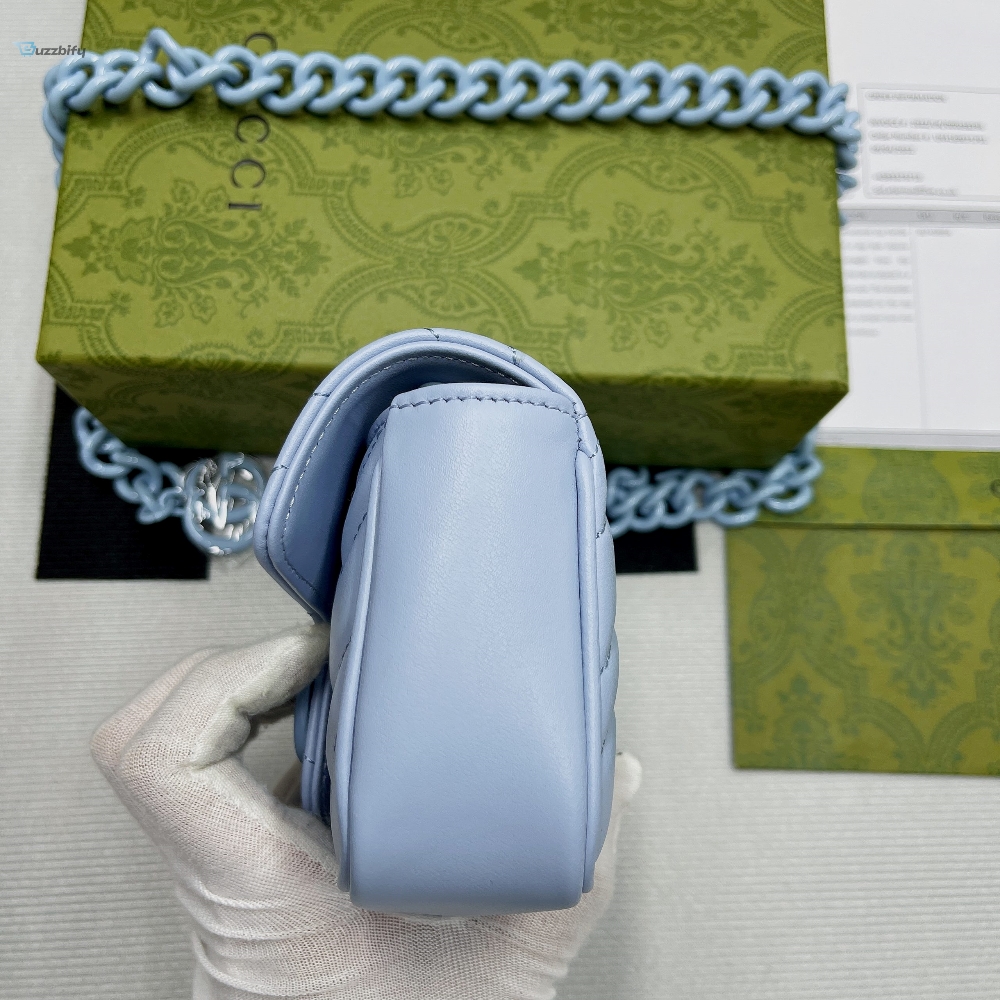 Gucci Marmont Super Mini Bag Blue For Women, Women’s Bags 6.2in/17cm GG 
