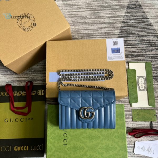 Gucci Marmont Super Mini Bag Blue For Women Womens Bags 6.2In17cm Gg 476433 Dtd5f 4340