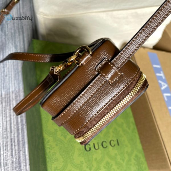 gucci mini bag with interlocking g beige and ebony gg supreme canvas and brown for women 15in 15 15cm gg buzzbify 15 15