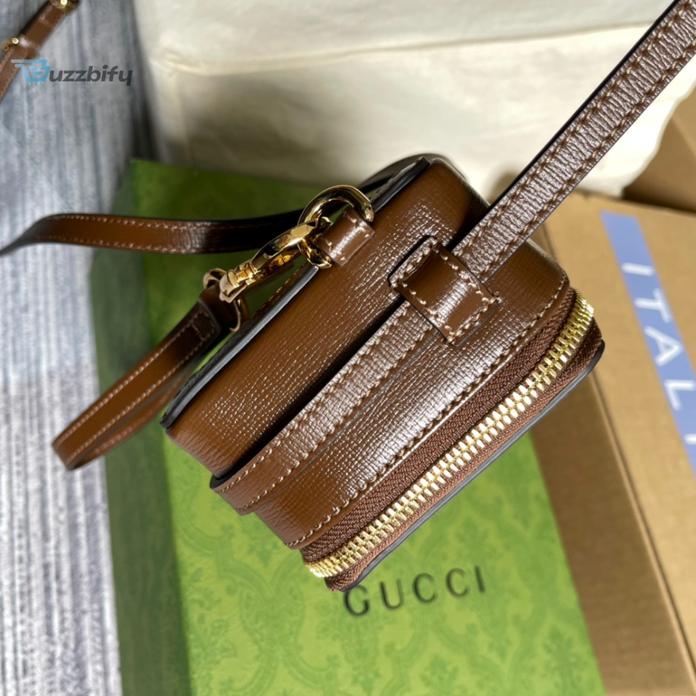 Gucci Mini Bag With Interlocking G Beige And Ebony GG Supreme Canvas And Brown For Women 9in/23cm GG 