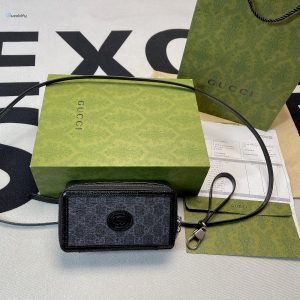 Gucci Mini Bag With Interlocking G Black Gg Supreme Canvas For Women 9In23cm Gg
