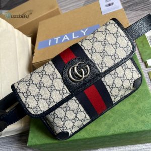 Gucci Ophidia Belt Bag Beige And Blue Gg Supreme Canvas For Men  8.7In22cm Gg 674081 96Iwn 4076