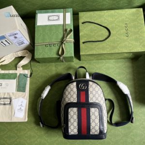 Gucci Ophidia Gg Small Backpack Beige And Blue Gg Supreme Canvas For Women 11.5In29cm Beige