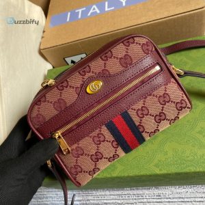 gucci ophidia mini gg bag beige and burgundy gg supreme canvas for women 7in17