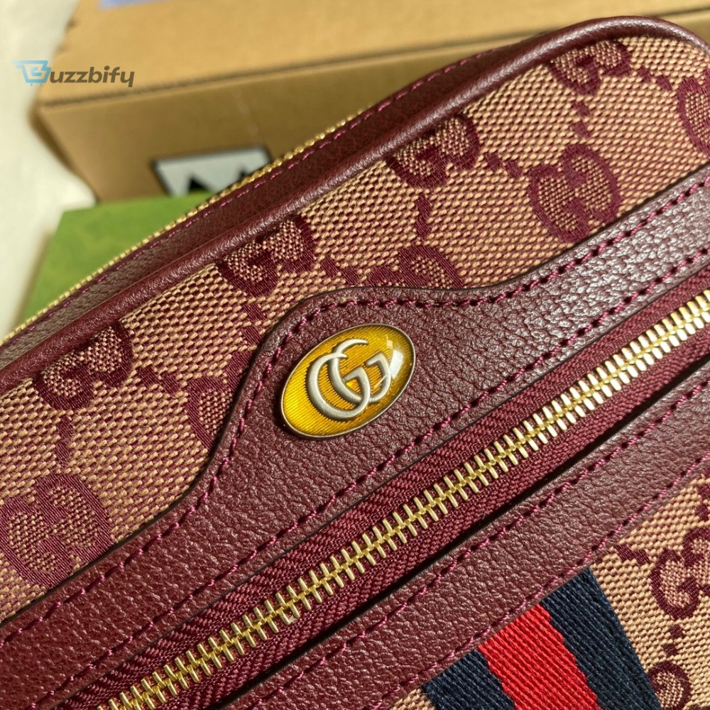 Gucci Ophidia Mini GG Bag Beige And Burgundy GG Supreme Canvas For Women  7in/17.5cm GG 517350-9Y9MS-9864 