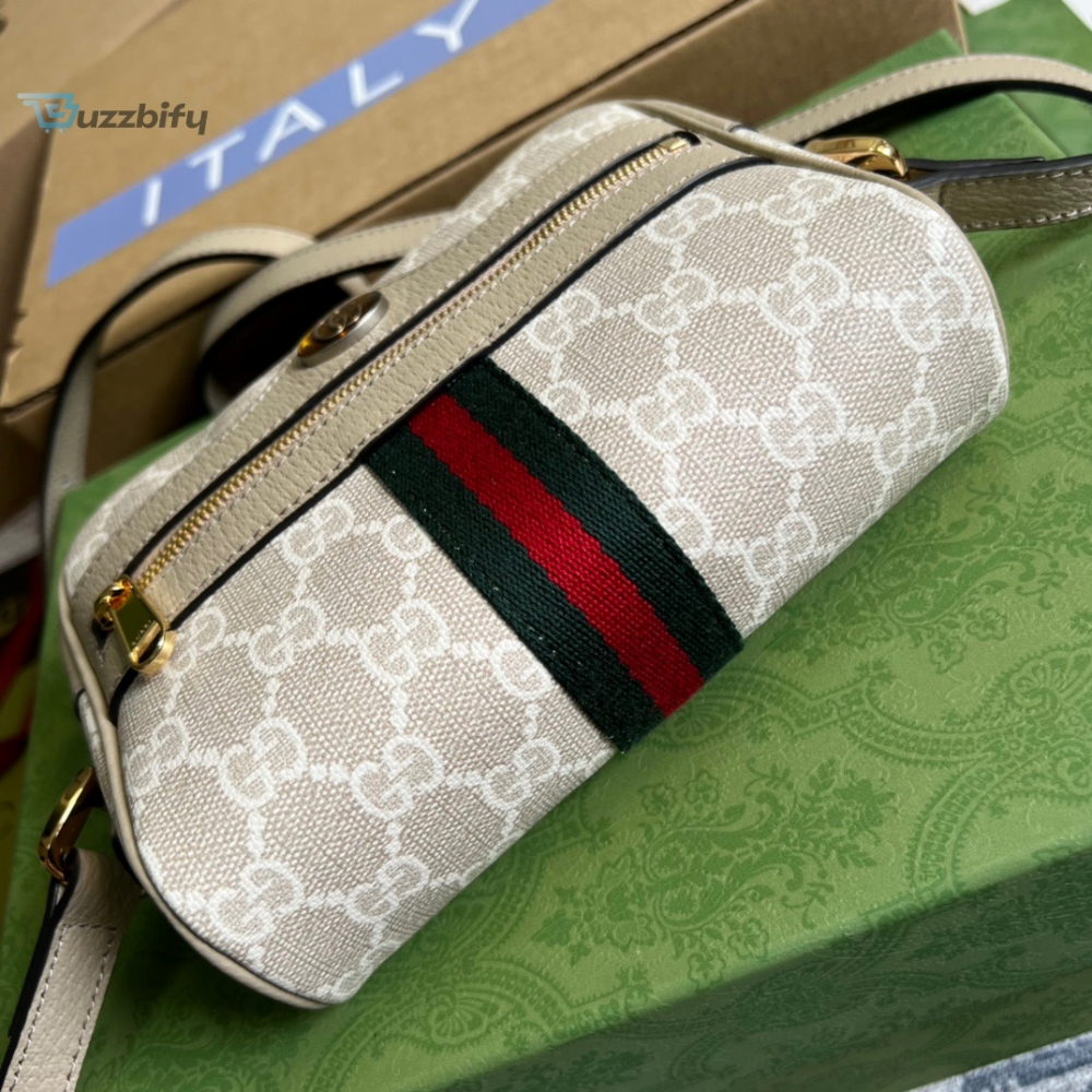 Gucci Ophidia Mini GG Bag Beige And Ebony GG Supreme Canvas, With Beige For Women  7in/17.5cm GG  