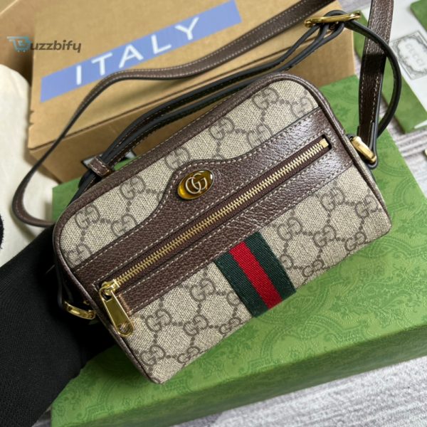 Gucci Ophidia Mini Gg Bag Beigeebony Gg Supreme Canvas With Brown For Women  7In17.5Cm Gg 517350 96Iws 8745