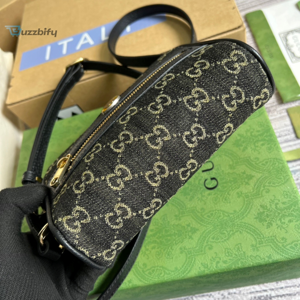 Gucci Ophidia Mini GG Bag Black And Ivory GG Denim Jacquard For Women  7in/17.5cm GG 517350 UN3BG 1274 