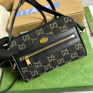 gucci ophidia mini gg bag black and ivory gg denim jacquard for women 7in17