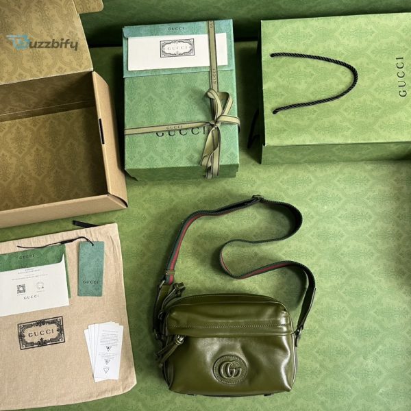 gucci shoulder tonal double g bag green khakiblack for men 233cm9 12