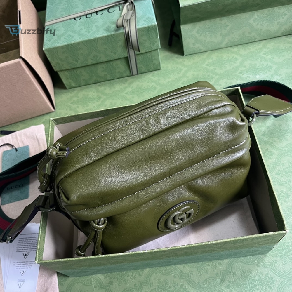 Gucci Shoulder Tonal Double G Bag Green Khaki/Black For Men 23.3cm/9.2in 725696 AABDH 3353 