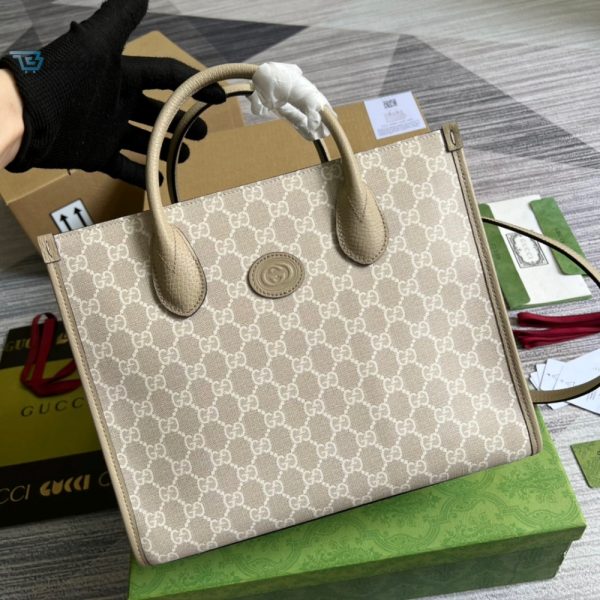 gucci clutch small tote bag with interlocking g beige for women womens bags 12 7