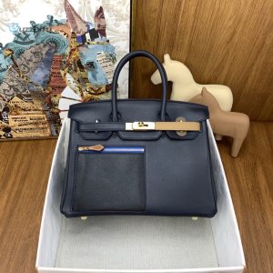 Hermes Birkin Colormatic Bag 30 Black Gold Toned Hardware Bag For Women Womens Handbags Shoulder Bags 11.8In30cm