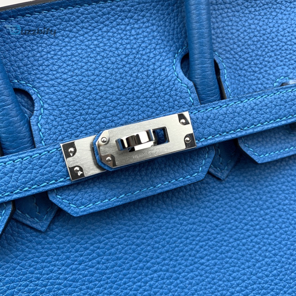 Hermes Birkin Nata Swift Blue For Women Silver Toned Hardware 10in/25cm 