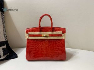 hermes braise crocodile birkin 30 handbag red for women 30cm 11 1