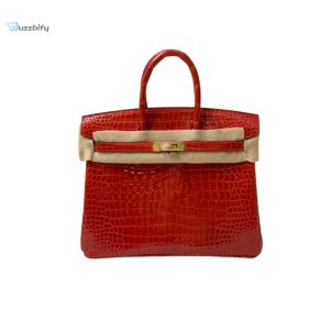 hermes braise crocodile birkin 30 handbag red for women 30cm 11