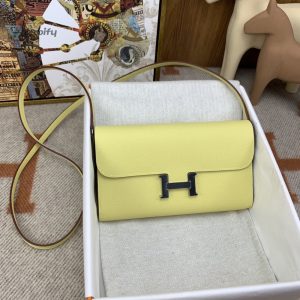 Hermes cuero Constance Long Togo Wallet Yellow Silver Toned Hardware Bag For Women Womens Handbags Shoulder Bags 8.1In21cm