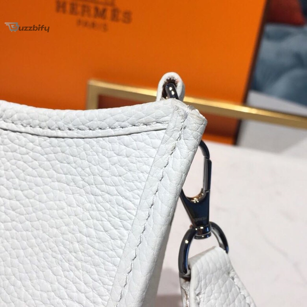 Hermes Evelyne II TPM Bag White For Women Silver Toned Hardware 7.9in/20cm 