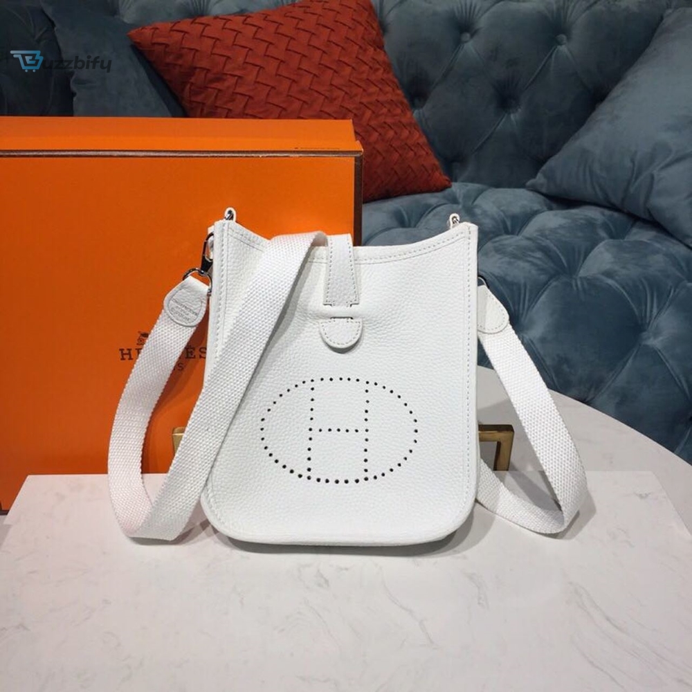 Hermes Evelyne II TPM Bag White For Women Silver Toned Hardware 7.9in/20cm 