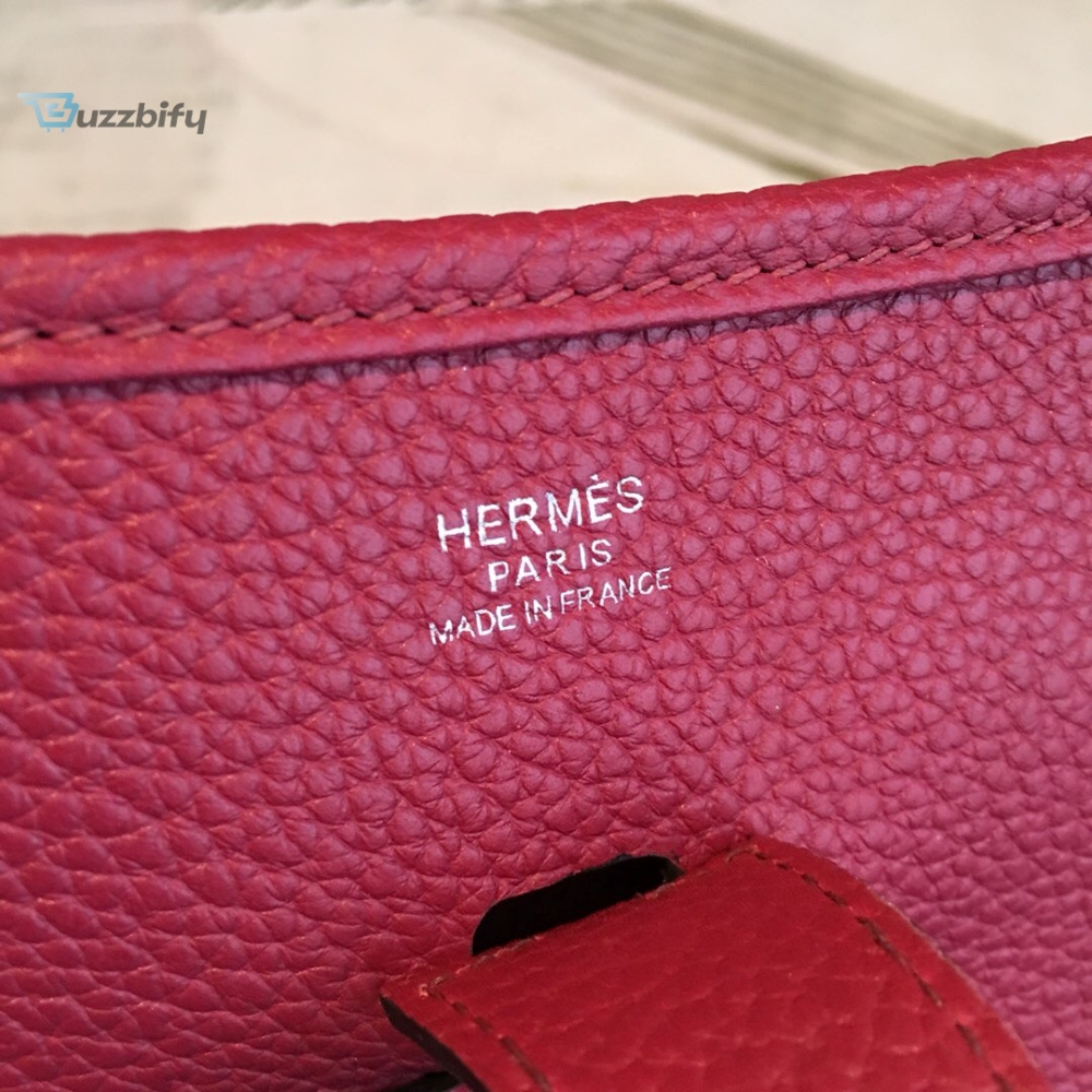 Hermes same Evelyne III PM Bag Burgundy For Women Silver Toned Hardware 11.8in/30cm 