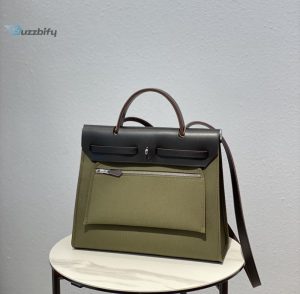 hermes herbag zip bag dark green moss silver toned hardware bag for women womens handbags shoulder bags 12 1
