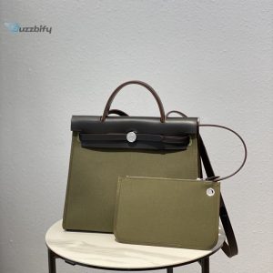 hermes herbag zip bag dark green moss silver toned hardware bag for women womens handbags shoulder bags 12