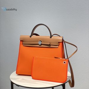hermes herbag zip bag orange silver toned hardware bag for women womens handbags shoulder bags 12