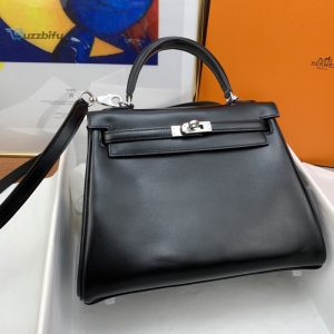 hermes kelly 25 swift black bag for women womens handbags shoulder bags 10in25cm buzzbify 1