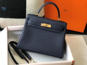 Hermes Kelly 32 Taurillon Clemence Blue Nuit Bag For Women Womens Handbags Shoulder Bags 12.5In32cm