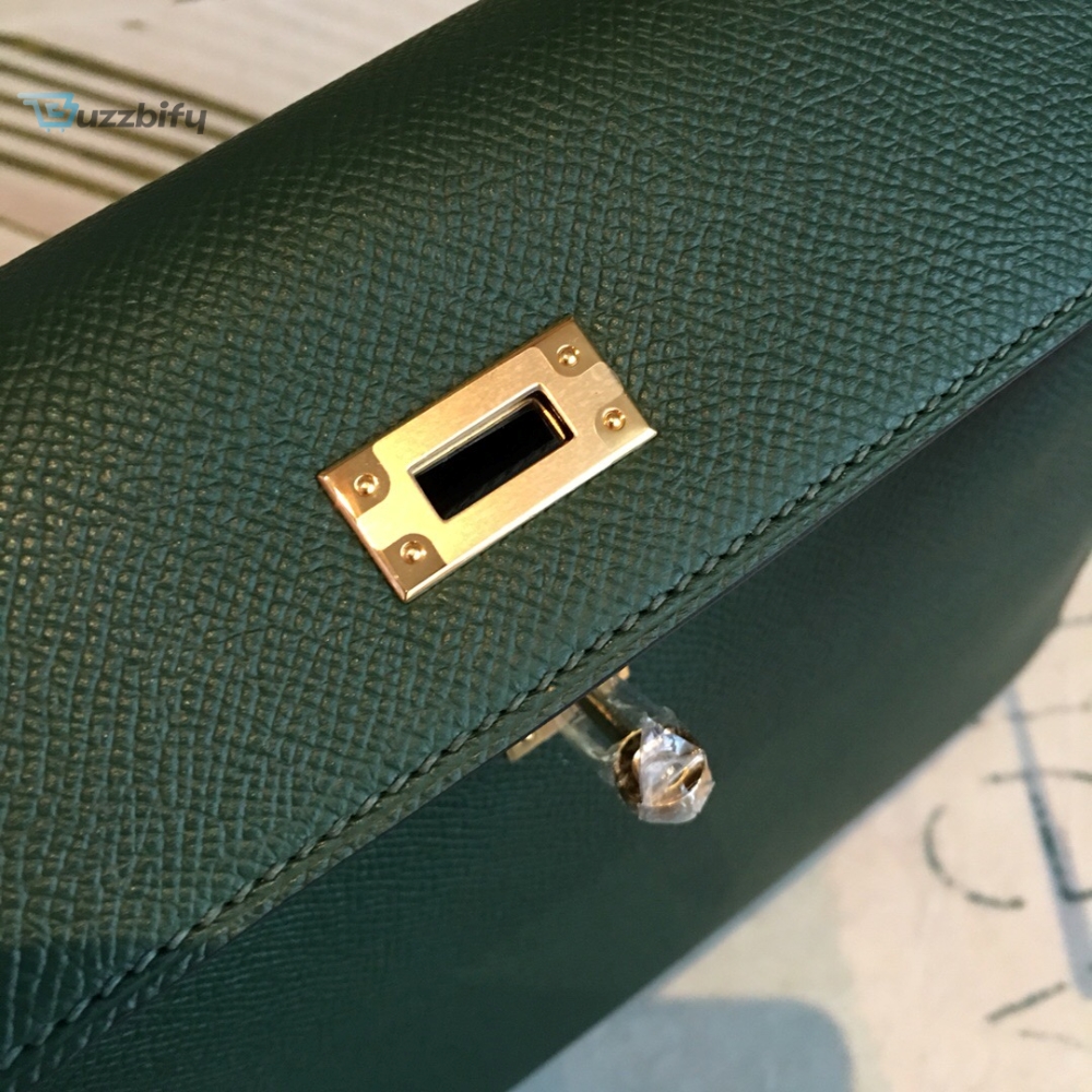 Hermes Kelly Green For Women Gold Toned Hardware 10In25cm