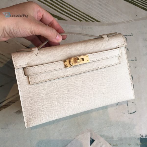 hermes about kelly pochettee white for women gold toned hardware 8 11