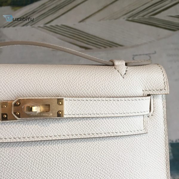 hermes about kelly pochettee white for women gold toned hardware 8 15