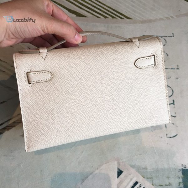 hermes about kelly pochettee white for women gold toned hardware 8 2