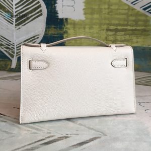 hermes about kelly pochettee white for women gold toned hardware 8 4