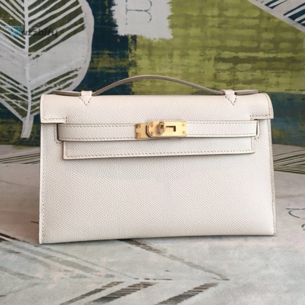 hermes about kelly pochettee white for women gold toned hardware 8