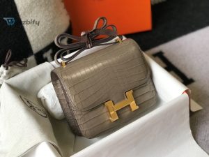 hermes mini constance bag grey for women gold color hardware 7