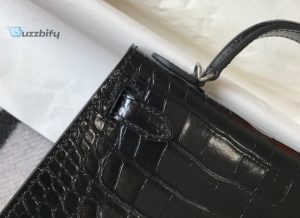 hermes mini kelly 19 black silver toned hardware bag for women womens handbags shoulder bags 7 1