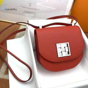 hermes mosaique 17 red silver toned hardware bag for womens handbags shoulder bags 6