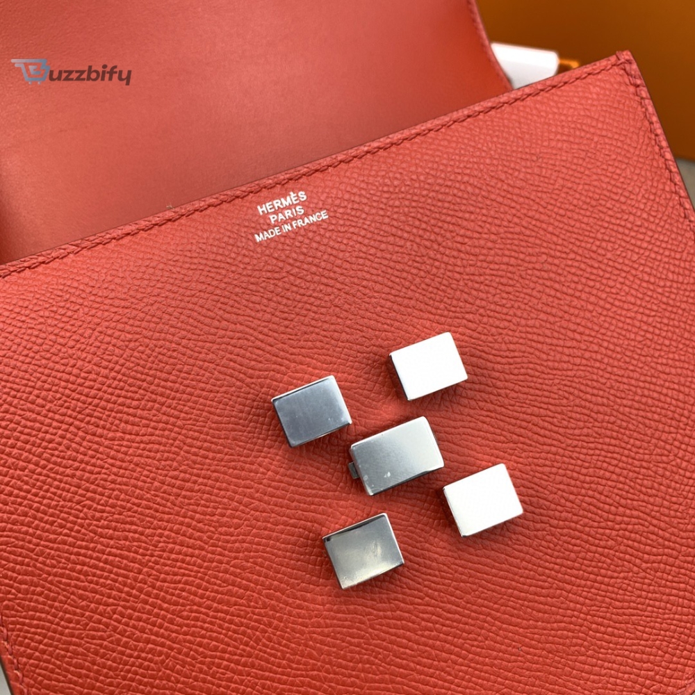 Hermes Mosaique 17 Red, Silver Toned Hardware Bag For Women, Women’s Handbags, Shoulder Bags 6.7in/17cm 