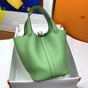 hermes picotin lock 18 bag light green with goldtoned hardware for women womens handbags 7 10