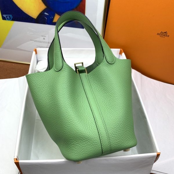 hermes picotin lock 18 bag light green with goldtoned hardware for women womens handbags 7 10