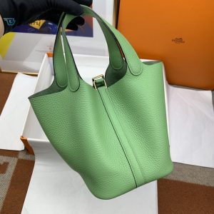 hermes picotin lock 18 bag light green with goldtoned hardware for women womens handbags 7 8