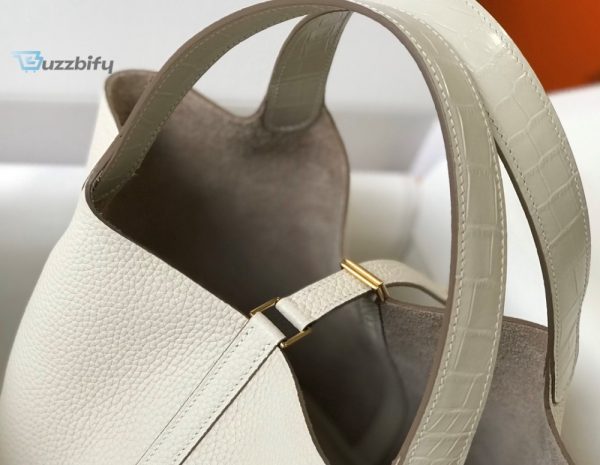 hermes famosissimo picotin lock 18 white bag with goldtoned hardware for women womens handbags 7 15