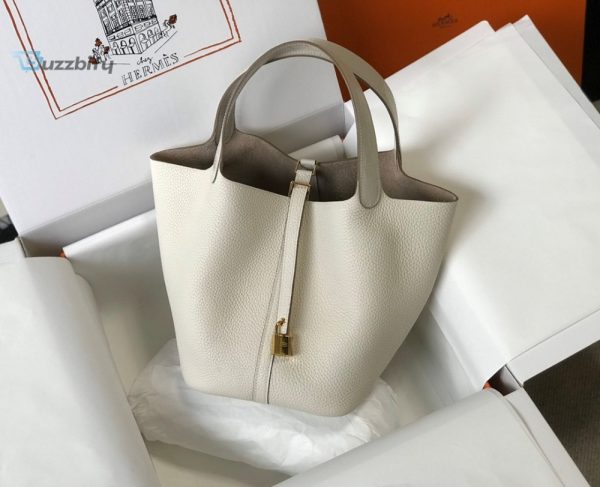 hermes famosissimo picotin lock 18 white bag with goldtoned hardware for women womens handbags 7