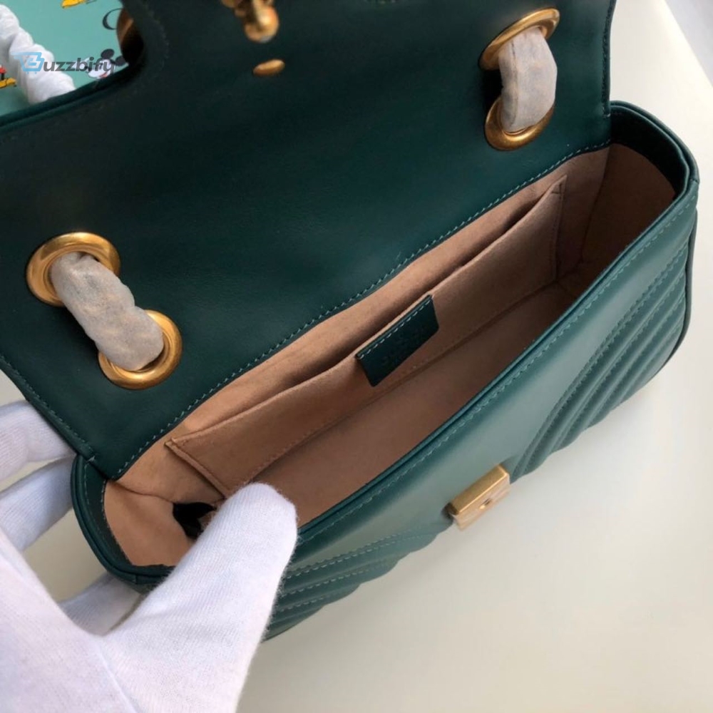 Gucci Marmont Matelassé Mini Bag Green Matelassé Chevron For Women 8.5in/22cm GG 446744 