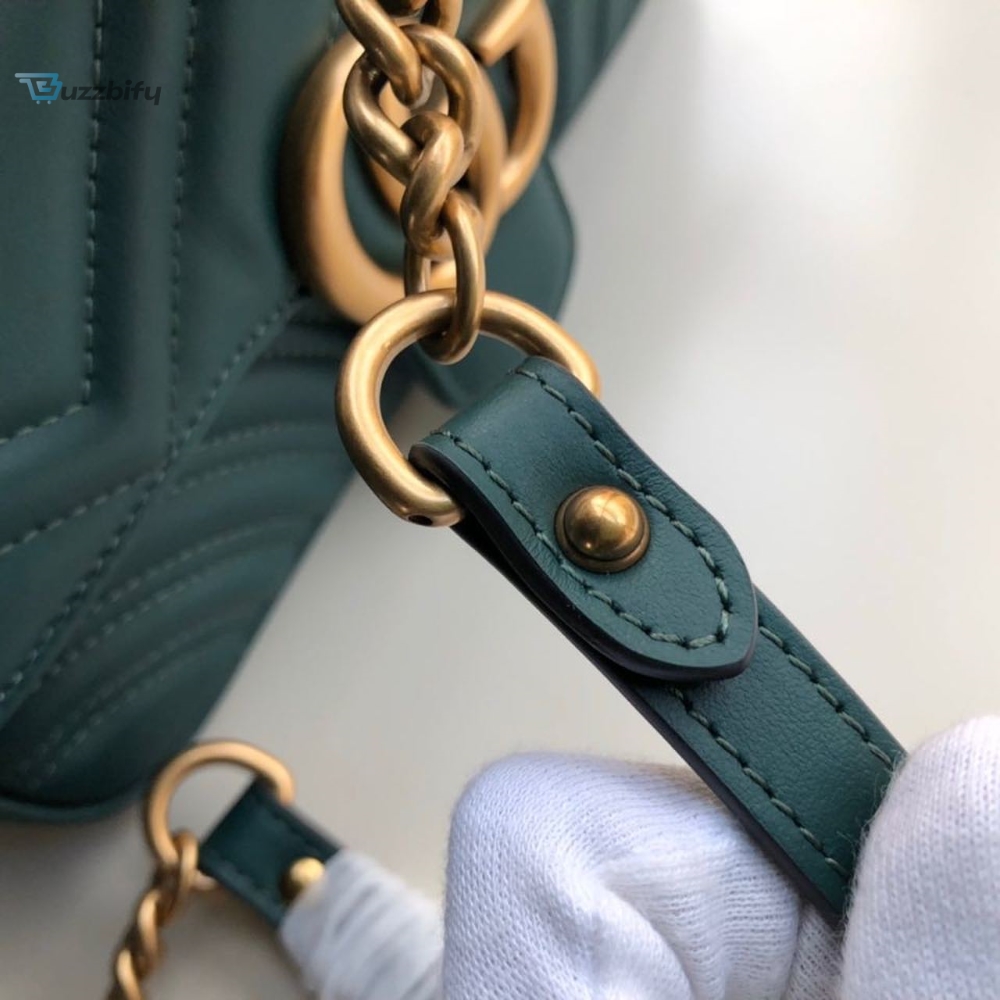 Gucci handle Marmont Matelassé Mini Bag Green Matelassé Chevron For Women 8.5in/22cm GG 446744 